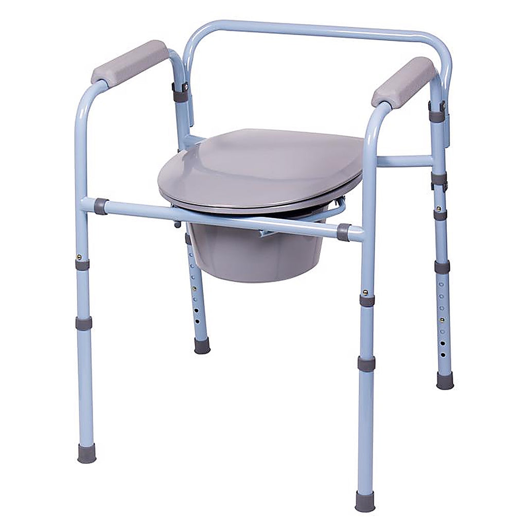 Carex - FGB34100 0000 - Health Brands Blue/Gray Deluxe Folding Commode Steel 22 In. H X 16 In. L