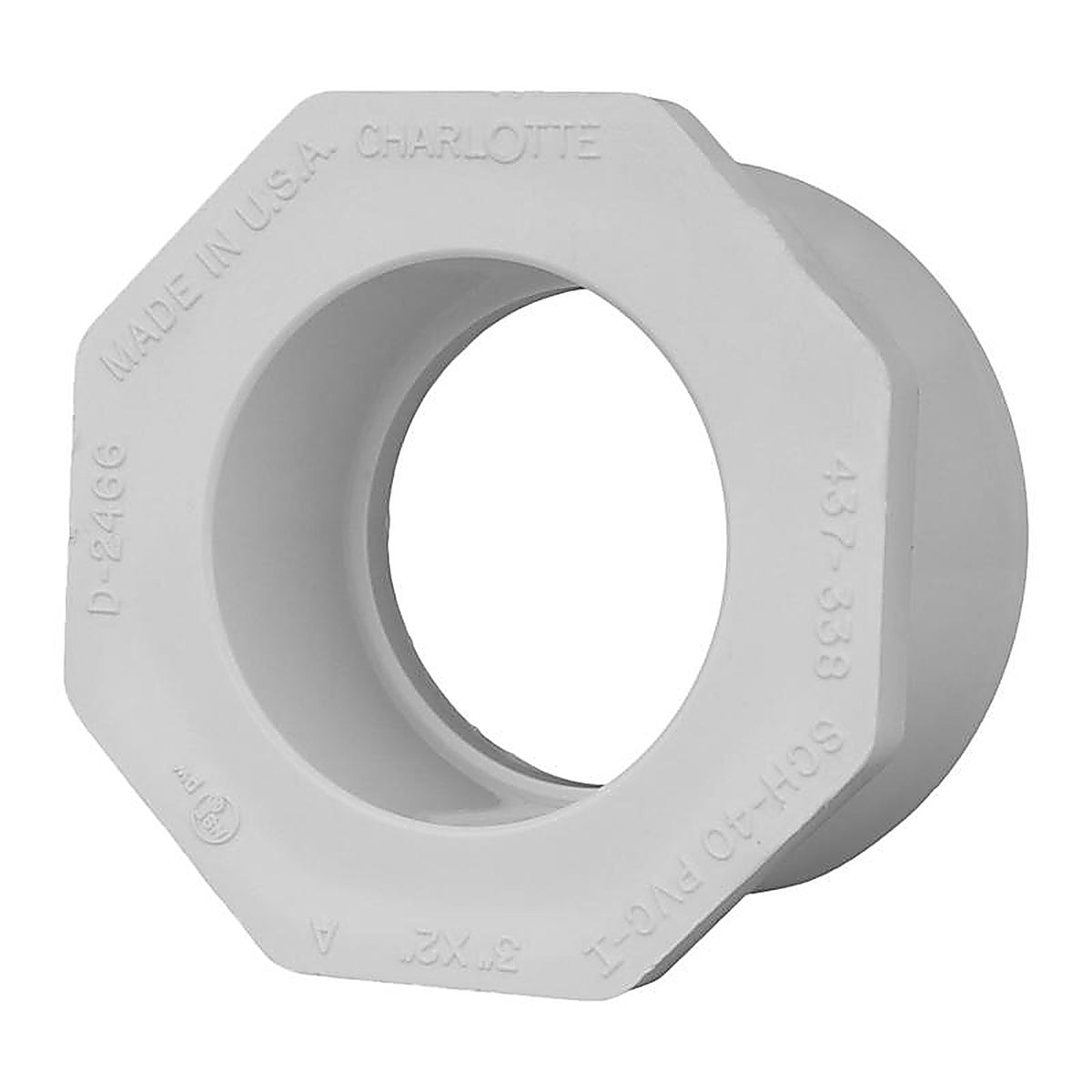 Charlotte Pipe PVC021073600 Schedule 40 3 in. Spigot x 2 in. Dia. Slip PVC Reducing Bushing