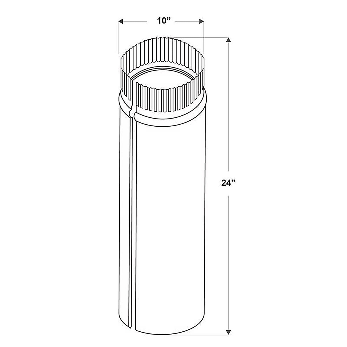Imperial - GV1098 - 10 In. D X 24 In. L Galvanized Steel Furnace Pipe