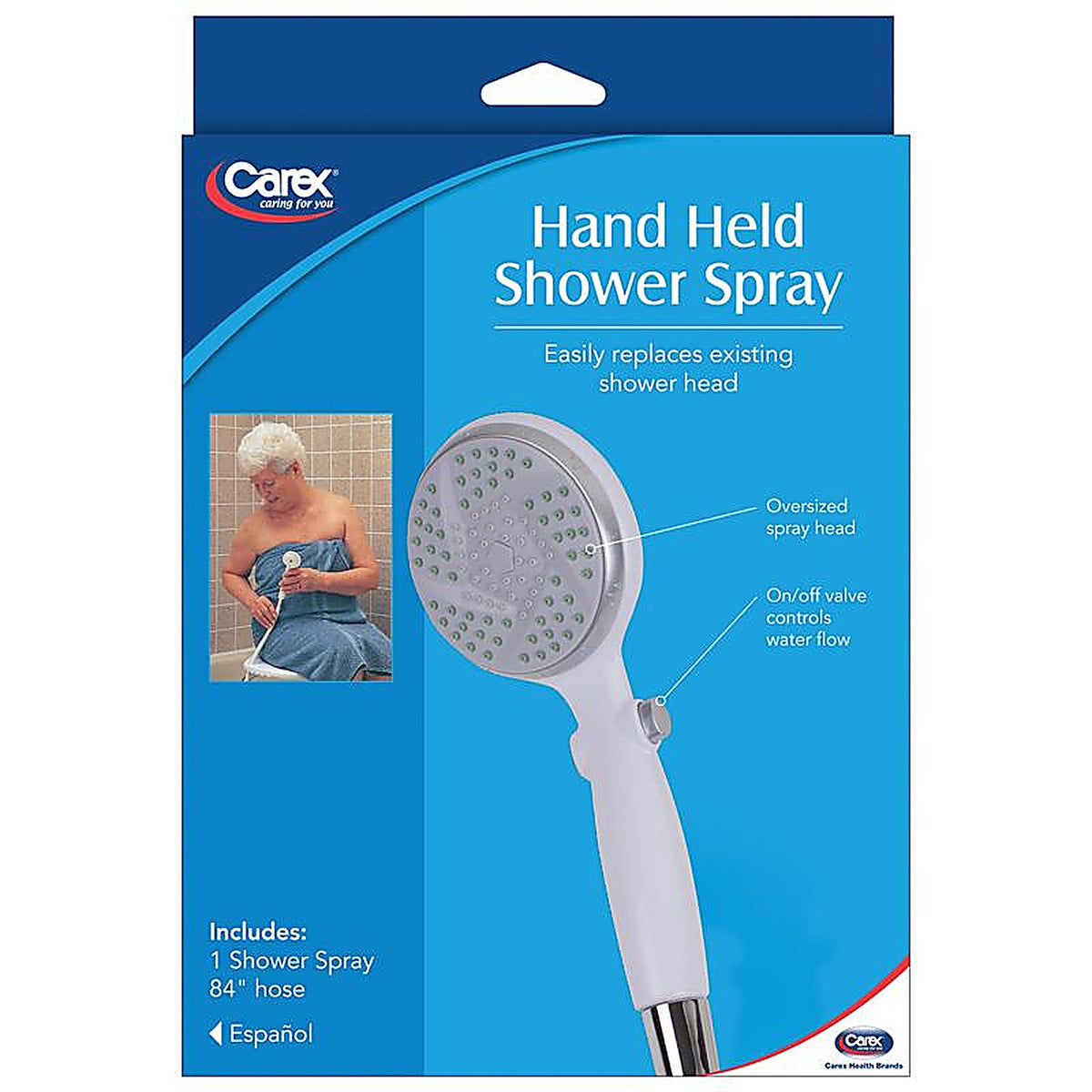 Carex - FGB21500 0000 - Health Brands White Shower Spray 8 In. H X 2.5 In. L
