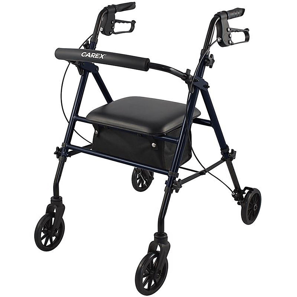 Carex - FGA22300 0000 - Health Brands Step N Rest Blue Rolling Walker Aluminum/Plastic 39 In. H X 22.5 In. L
