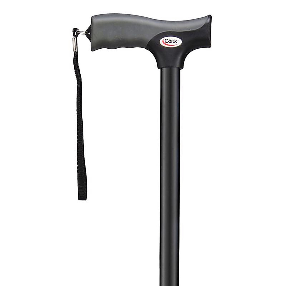 Carex - FGA52000 0000 - Health Brands Black Soft-Grip Walking Cane w/Strap Aluminum/Plastic 40 In. H X 5.2 In. L