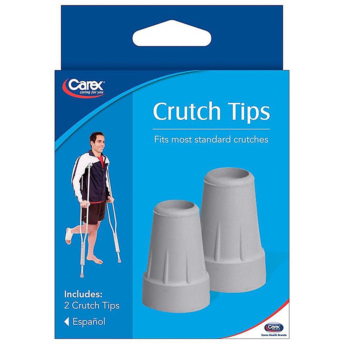 Carex - FGA71600 0000 - Health Brands Gray Crutch Tips Rubber/Stainless Steel 7/8 In. H X 3/4 In. L