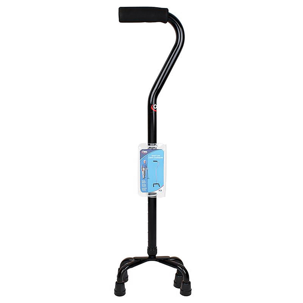 Carex - FGA74101 0000 - Health Brands Black Offset Quad Cane Aluminum/Plastic 37 In. H X 6 In. L