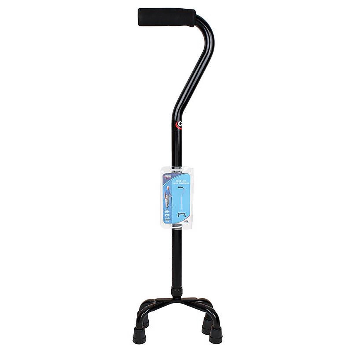 Carex - FGA74101 0000 - Health Brands Black Offset Quad Cane Aluminum/Plastic 37 In. H X 6 In. L