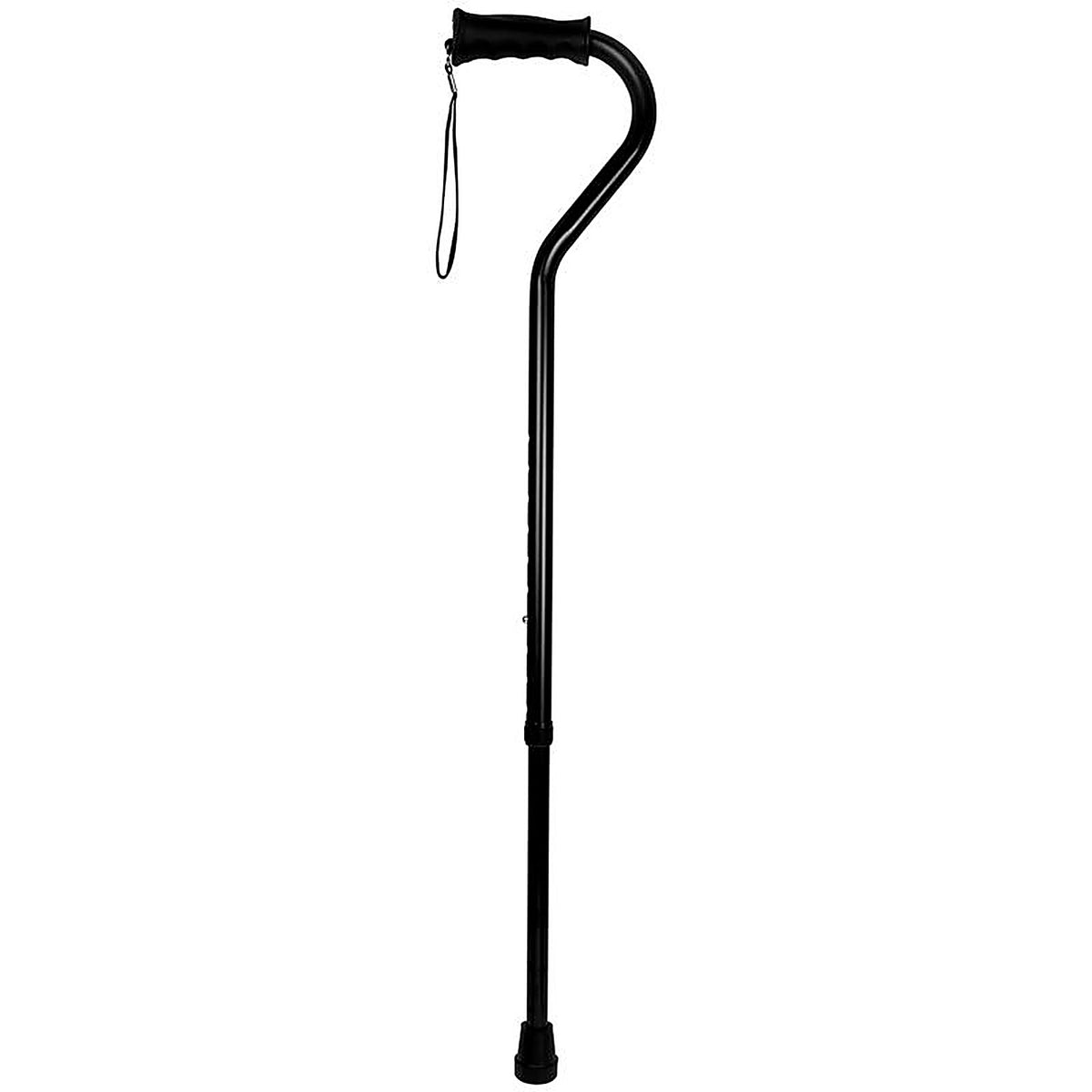 Carex - FGA58000 0000 - Health Brands Black Offset Walking Cane w/Strap Aluminum/Plastic 39.5 In. H X 6.8 In. L