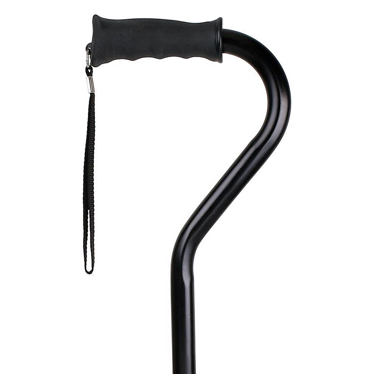Carex - FGA58000 0000 - Health Brands Black Offset Walking Cane w/Strap Aluminum/Plastic 39.5 In. H X 6.8 In. L
