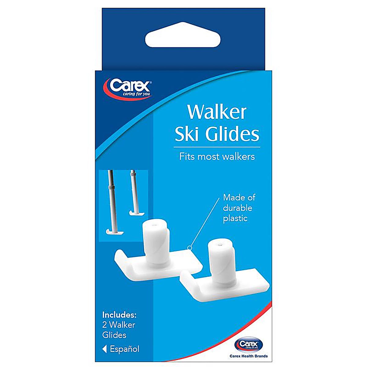 Carex - FGA80900 0000 - Health Brands White Walker Ski Glides Plastic 2.30 In. H X 3.50 In. L