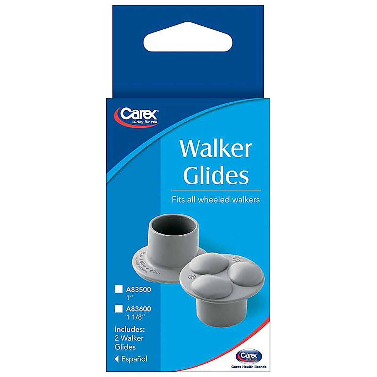 Carex - FGA83600 0000 - Health Brands Gray Walker Glides Plastic 1.25 In. H X 2 In. L