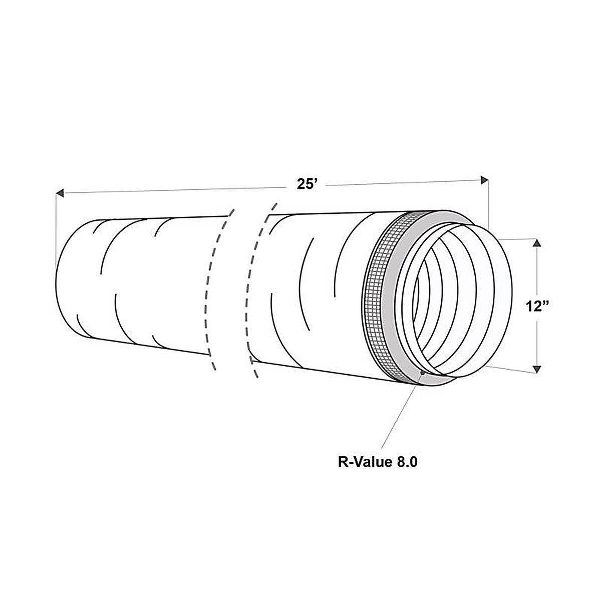 Imperial - MEA-1225-8 - R8.0 25 Ft. L X 12 In. D Silver Poly Duct