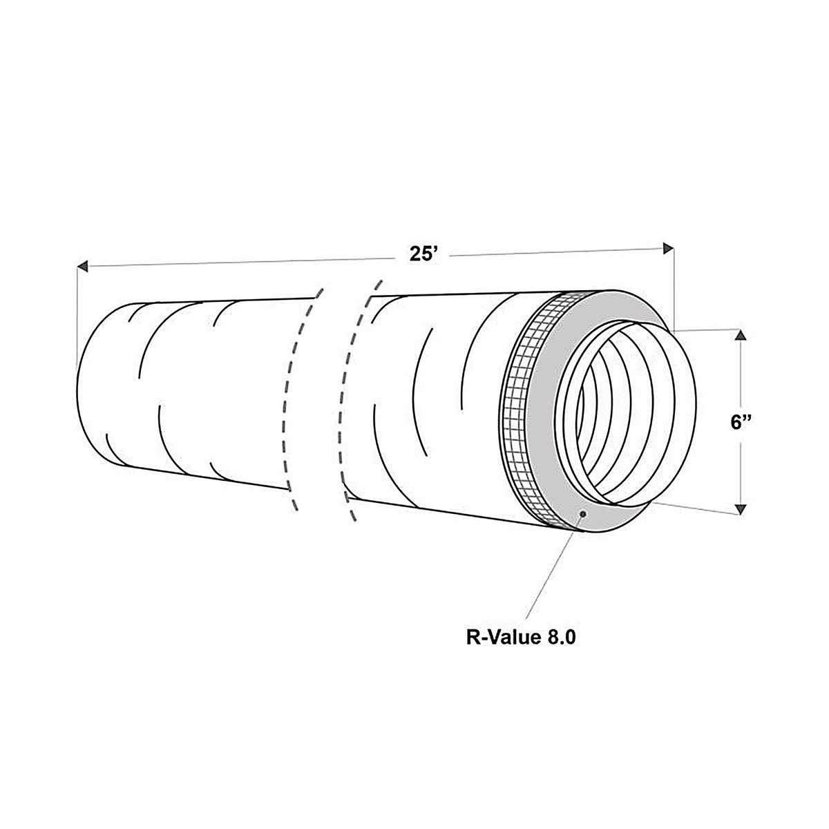 Imperial - MEA-0625-8 - R8.0 25 Ft. L X 6 In. D Silver Poly Duct
