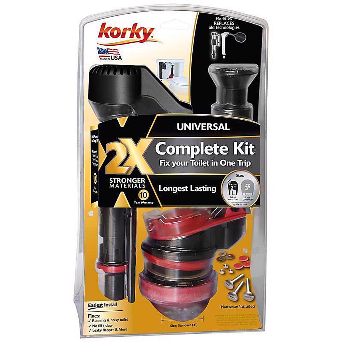 Korky - 4010XP - 2X Long Life Universal Complete 2-Inch Toilet Repair Kit