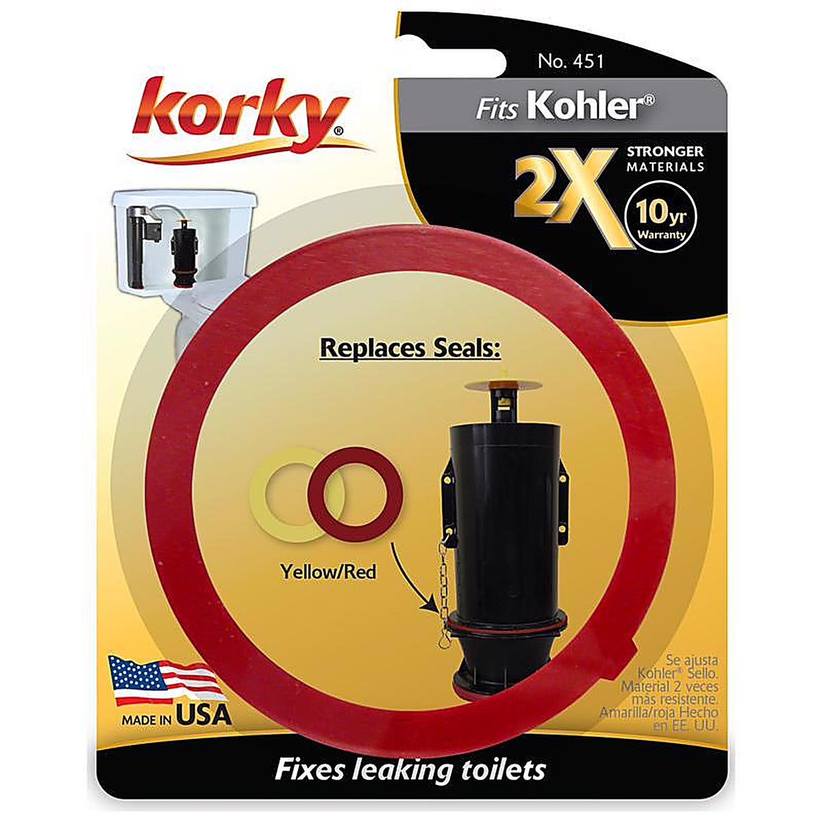 Korky - 451BP - 2X Flush Valve Seal Red Rubber for Kohler