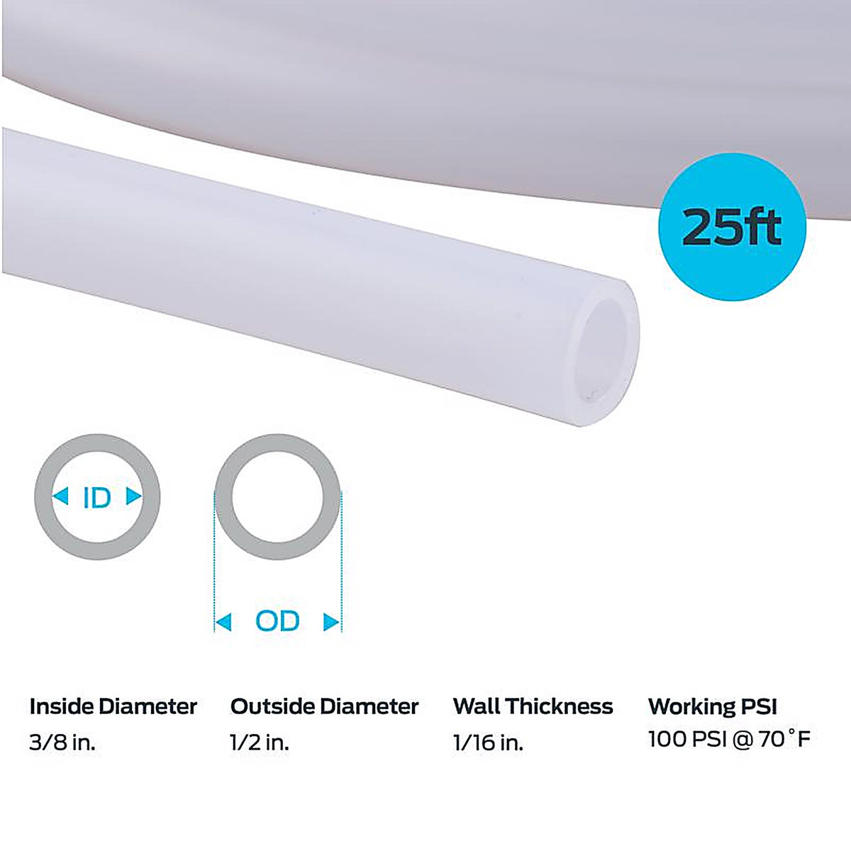 Ez Flo - 98634 - 1/2 In. D X 25 Ft L Polyethylene Vinyl Tubing