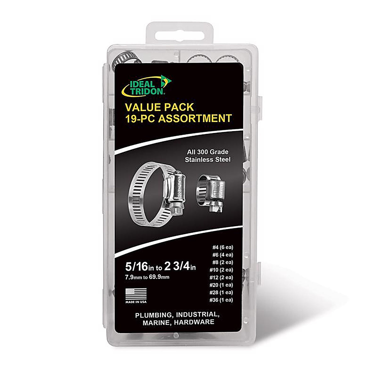 Ideal - 999044674051 - Tridon 5/16 In. 2-3/4 In. SAE 4 Feet SAE 6 Silver Hose Clamp Stainless Steel