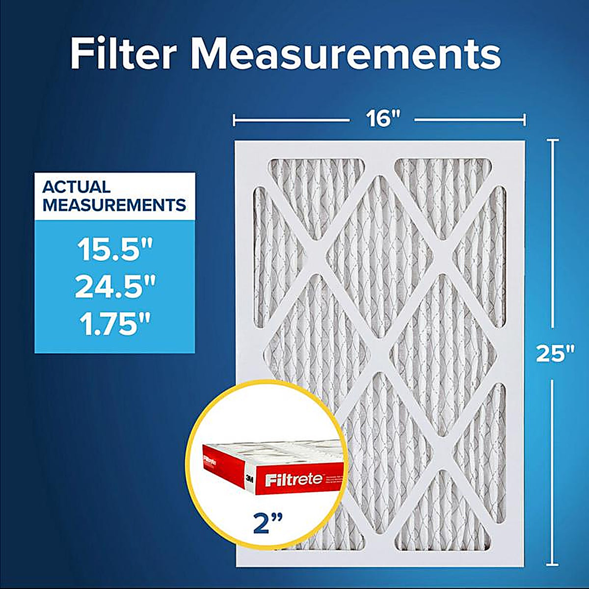 Filtrete - NADP01-2IN-4 - 16 In. W X 25 In. H X 2 In. Polypropylene 1000 Mpr Pleated Air Filter 1 Pack
