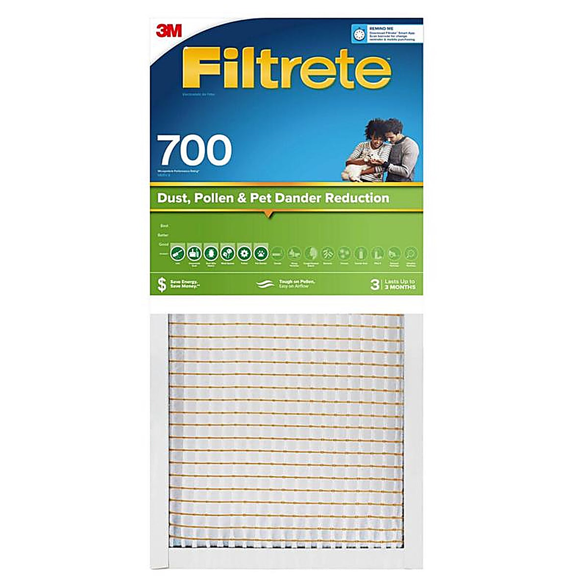 Filtrete - 714-4 - 12 In. W X 36 In. H X 1 In. Polypropylene 700 Mpr Pleated Air Filter 1 Pack