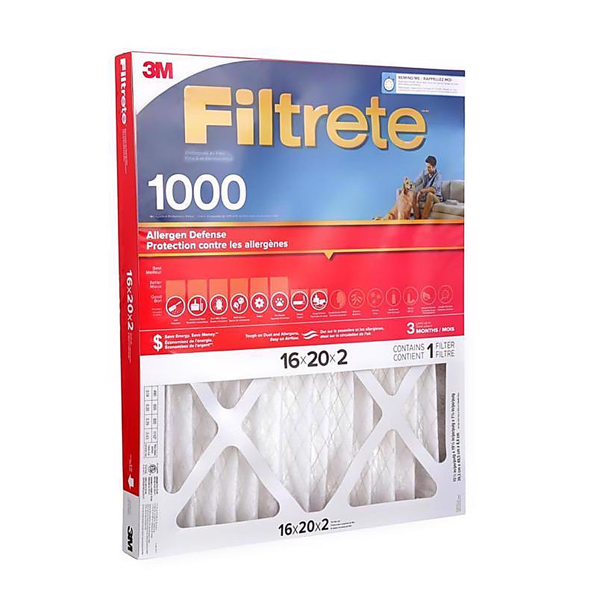 Filtrete - NADP00-2IN-4 - 16 In. W X 20 In. H X 2 In. Polypropylene 1000 Mpr Pleated Air Filter 1 Pack