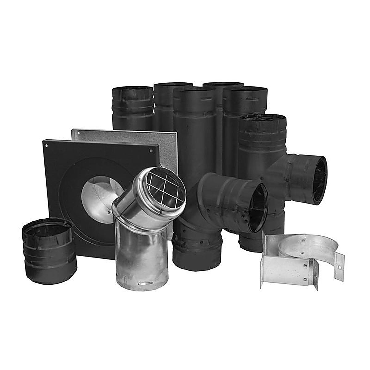 Duravent - 3PVL-KHAB - Powder Coat Black Galvanized Steel Pellet Vent Kit