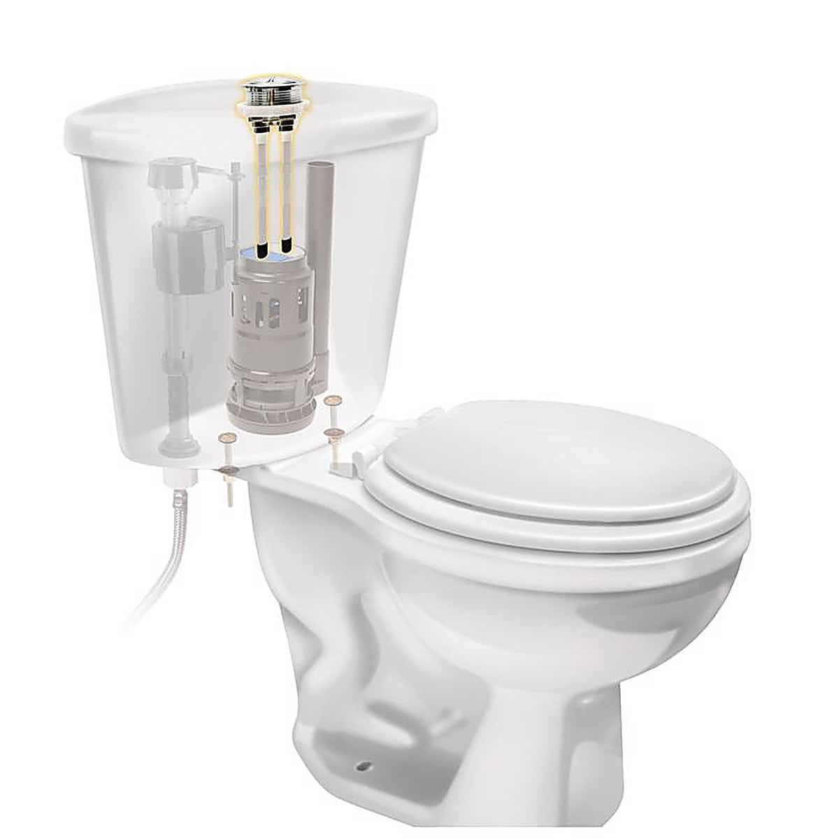 Fluidmaster - 800P-001-P8 - Flush Lever - Push Button Silver/White Chrome