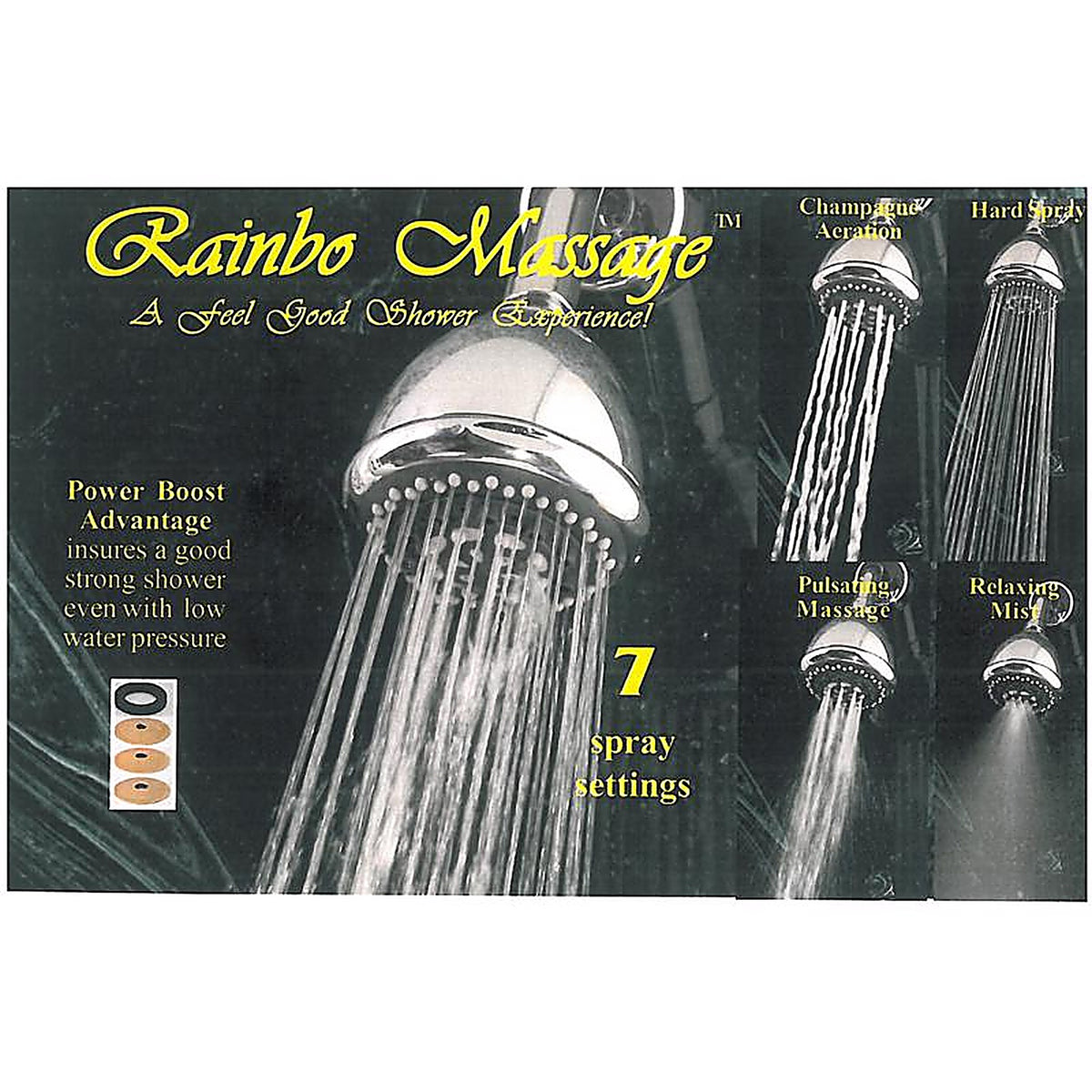 Whedon - FP742C - Rainbow Massage Polished Chrome Plastic 7 Settings Showerhead 2 GPM