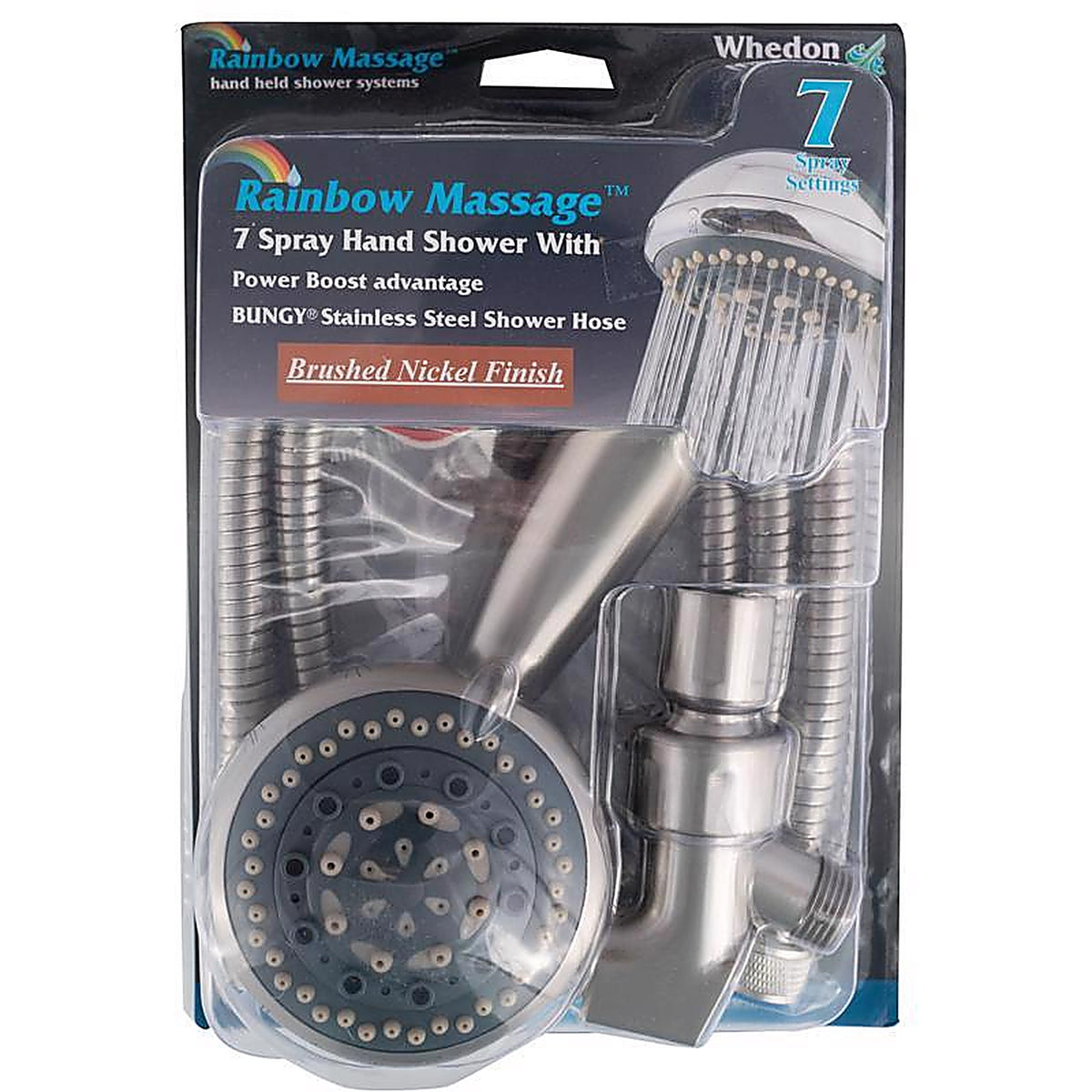 Whedon - AFR62C-N - Rainbow Massage Brushed Nickel Plastic 7 Settings Handheld Showerhead 2 GPM