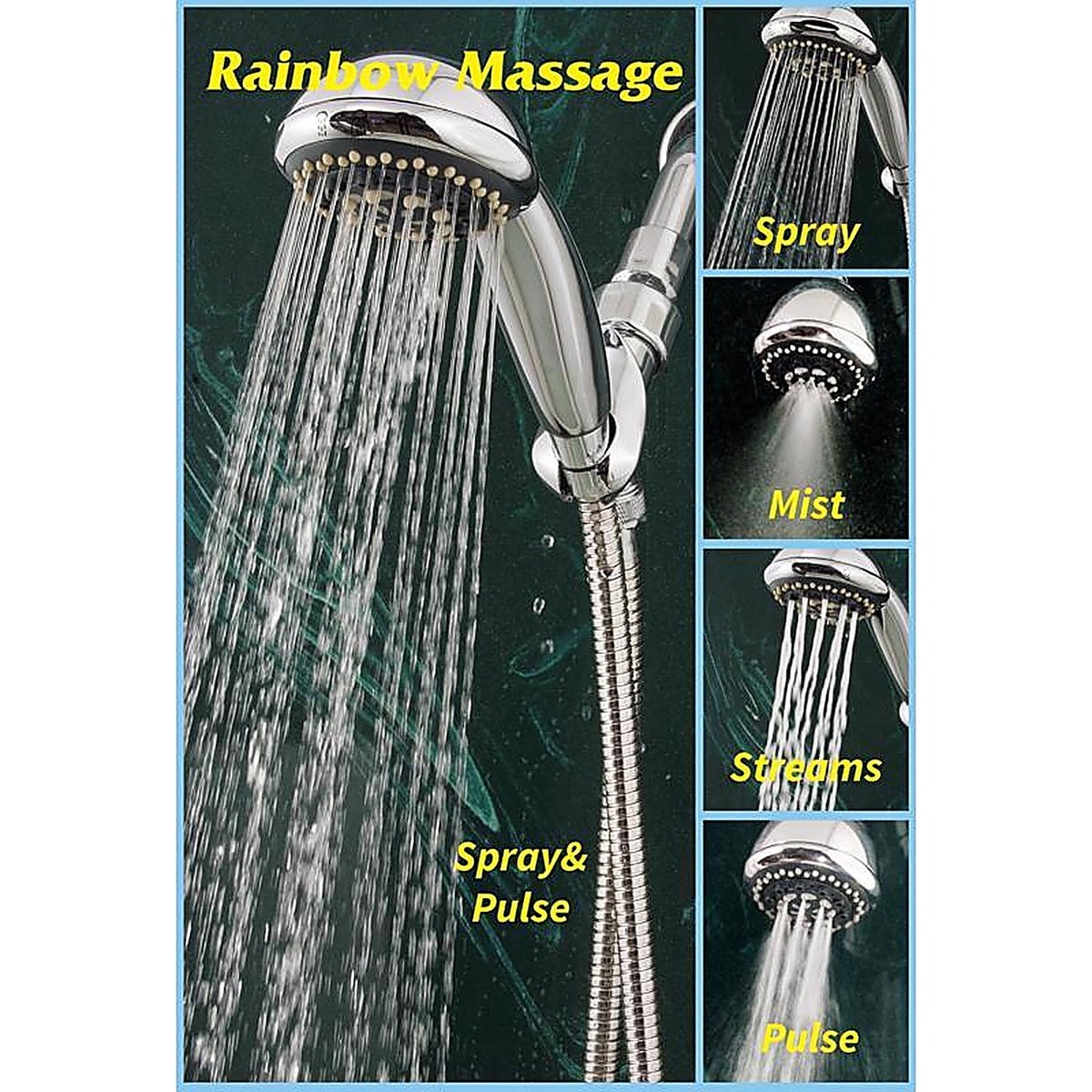 Whedon - AFR62C-N - Rainbow Massage Brushed Nickel Plastic 7 Settings Handheld Showerhead 2 GPM