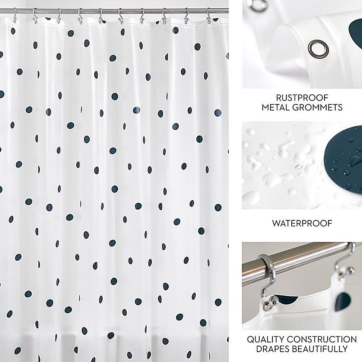 Idesign - 40312 - 72 In. H X 72 In. W White Frost Shower Curtain Peva