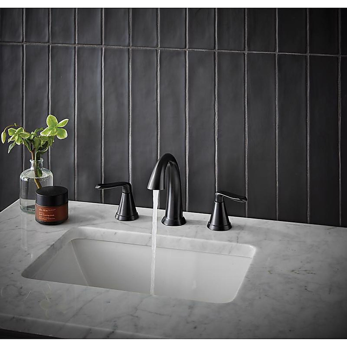OakBrook - 67307W-627001 - Collection Chloe Matte Black Contemporary Widespread Bathroom Sink Faucet 8 In.