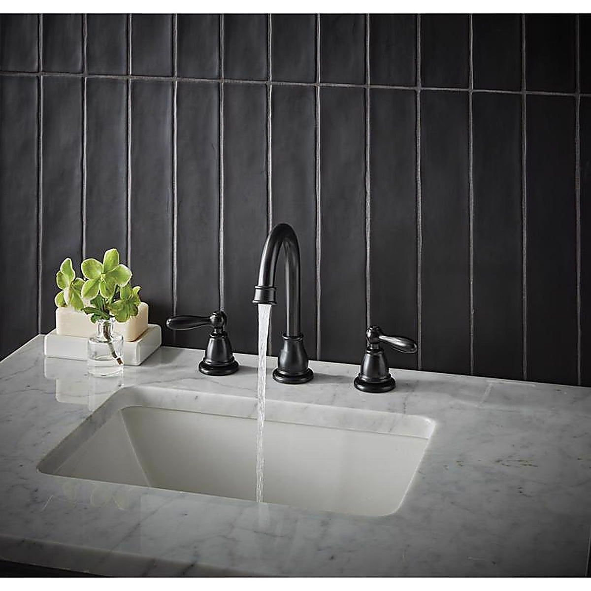OakBrook - 67084W-637001 - Collection Jennifer Matte Black Traditional Widespread Bathroom Sink Faucet 8 In.