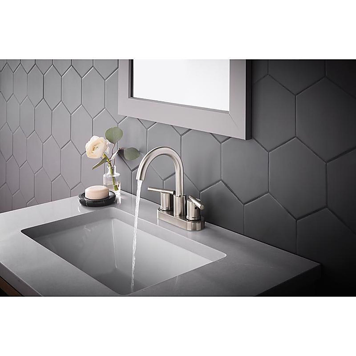 OakBrook - 67703W-7204 - Collection Alexis Brushed Nickel Modern Centerset Bathroom Sink Faucet 4 In.