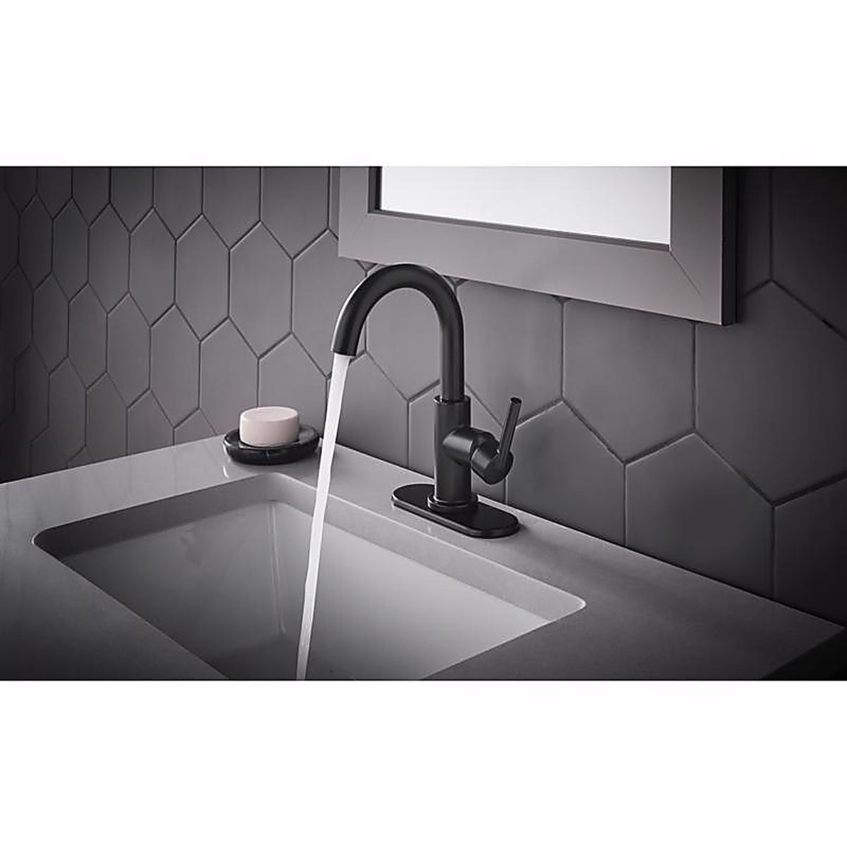 OakBrook - 67927W-607001 - Collection Alexis Matte Black Modern Single-Handle Bathroom Sink Faucet 4 In.
