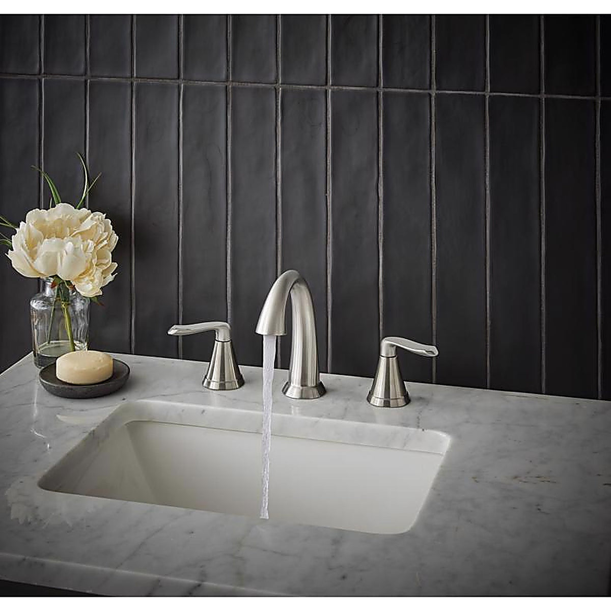 OakBrook - 67307W-6204 - Collection Chloe Brushed Nickel Contemporary Widespread Bathroom Sink Faucet 8 In.
