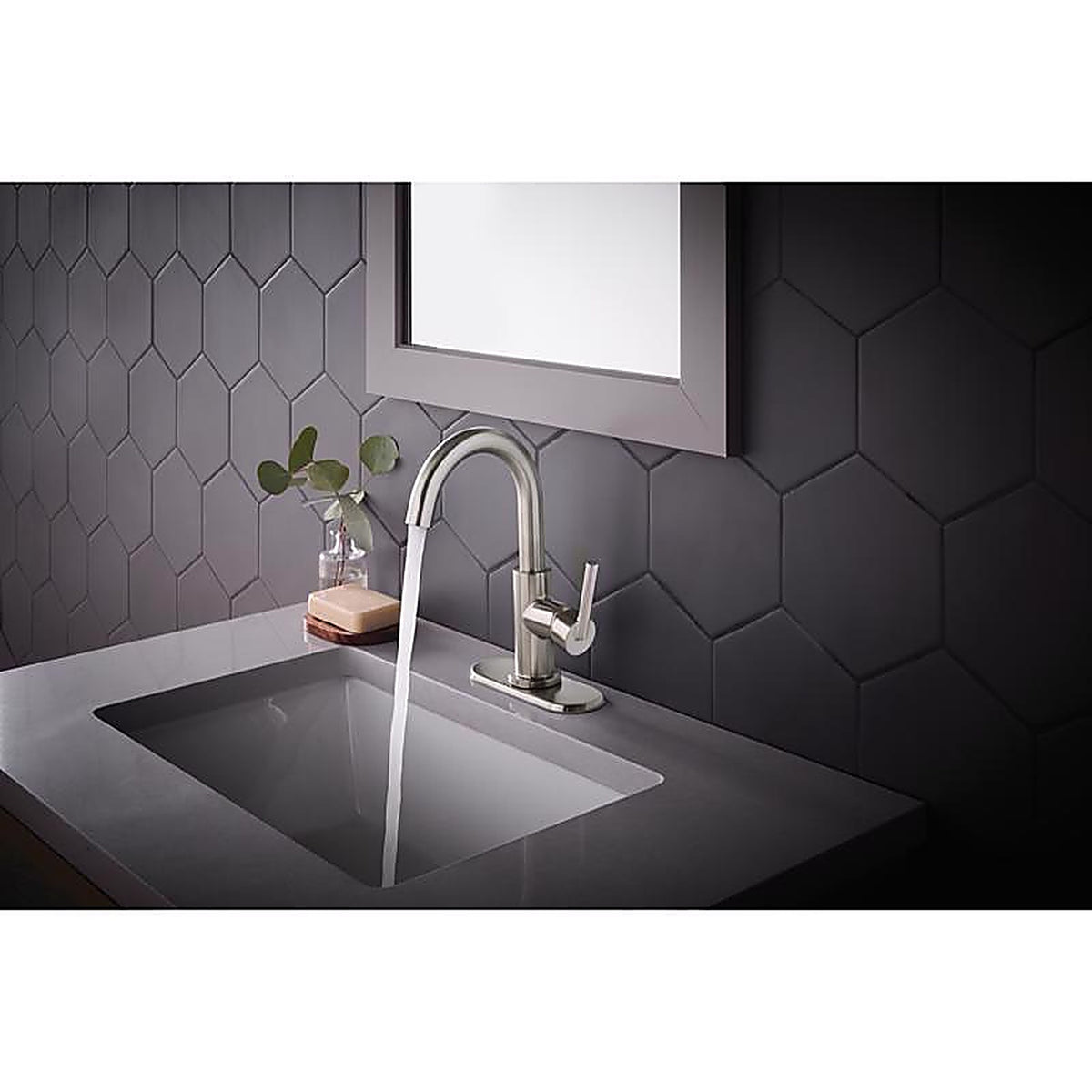OakBrook - 67927W-6004 - Collection Alexis Brushed Nickel Modern Single-Handle Bathroom Sink Faucet 4 In.