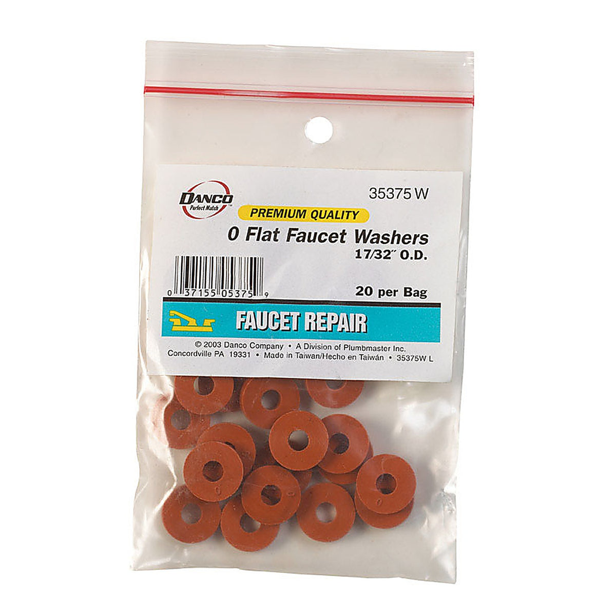 Danco - 35375W - 1/4 In. D Rubber Washer 20 Pack