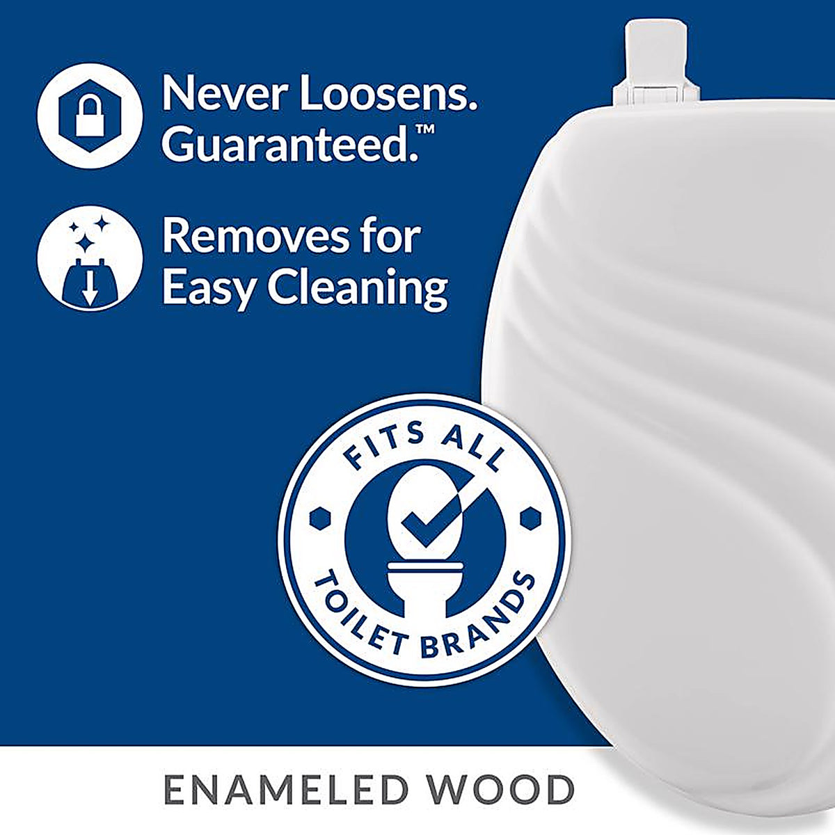 Bemis 27EC-000 Mayfair Never Loosens Round White Molded Wood Toilet Seat