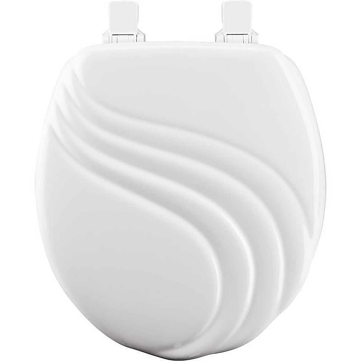 Bemis 27EC-000 Mayfair Never Loosens Round White Molded Wood Toilet Seat