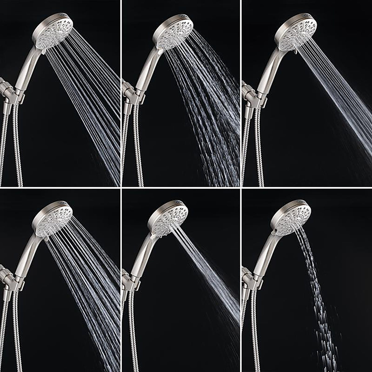 OakBrook - SH-OB10003BN - Collection Brushed Nickel Abs Plastic 6 Settings Handheld Showerhead 1.8 GPM