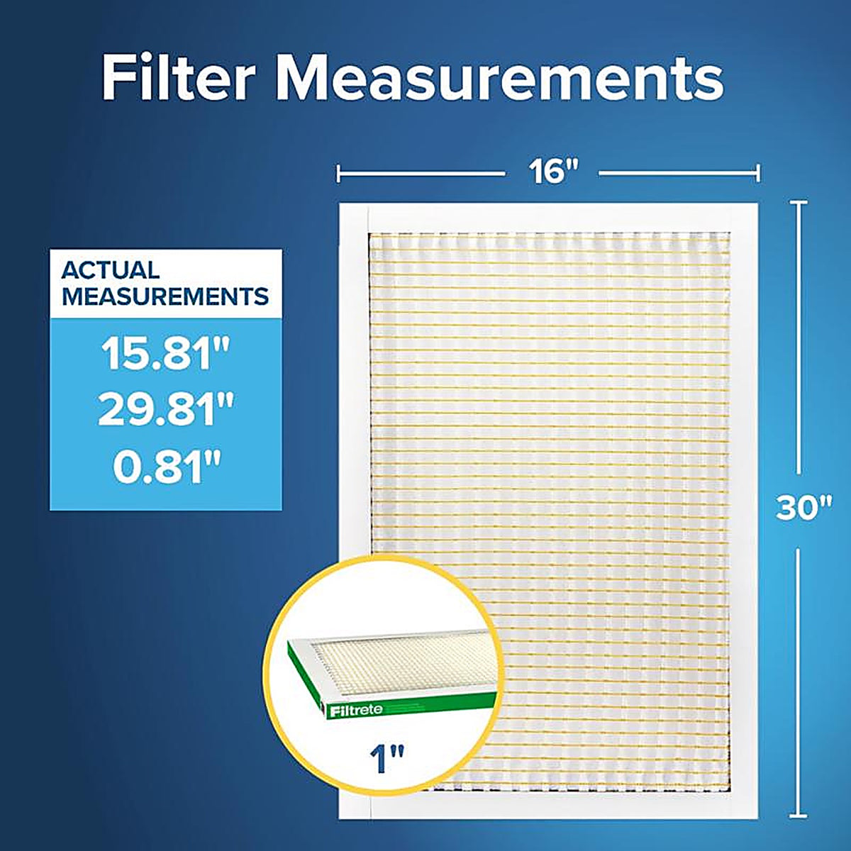 Filtrete - 727-4 - 16 In. W X 30 In. H X 1 In. Polypropylene 8 MERV Pleated Air Filter 1 Pack