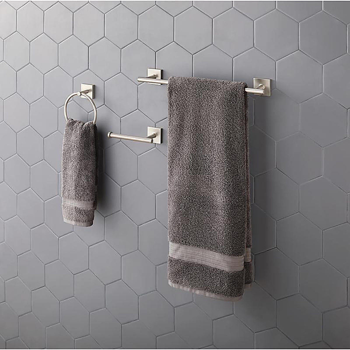 OakBrook - BH-OB5000BN - Collection Brushed Nickel Silver Die Cast Zinc Towel Holder