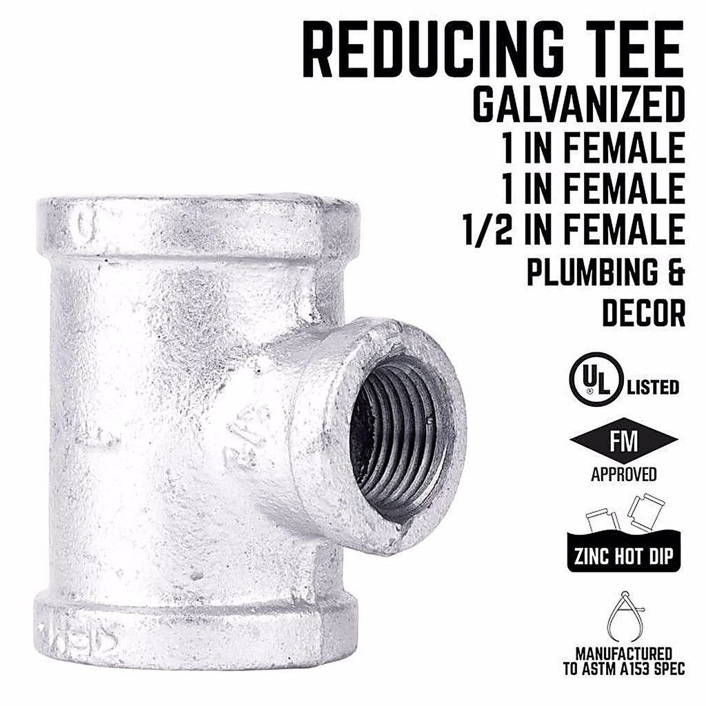 STZ - 501877 - Industries 1 In. Fip X 1 In. D Fip 0.5 In. D Fip Galvanized Malleable Iron Reducing Tee