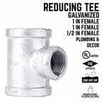 STZ - 501877 - Industries 1 In. Fip X 1 In. D Fip 0.5 In. D Fip Galvanized Malleable Iron Reducing Tee
