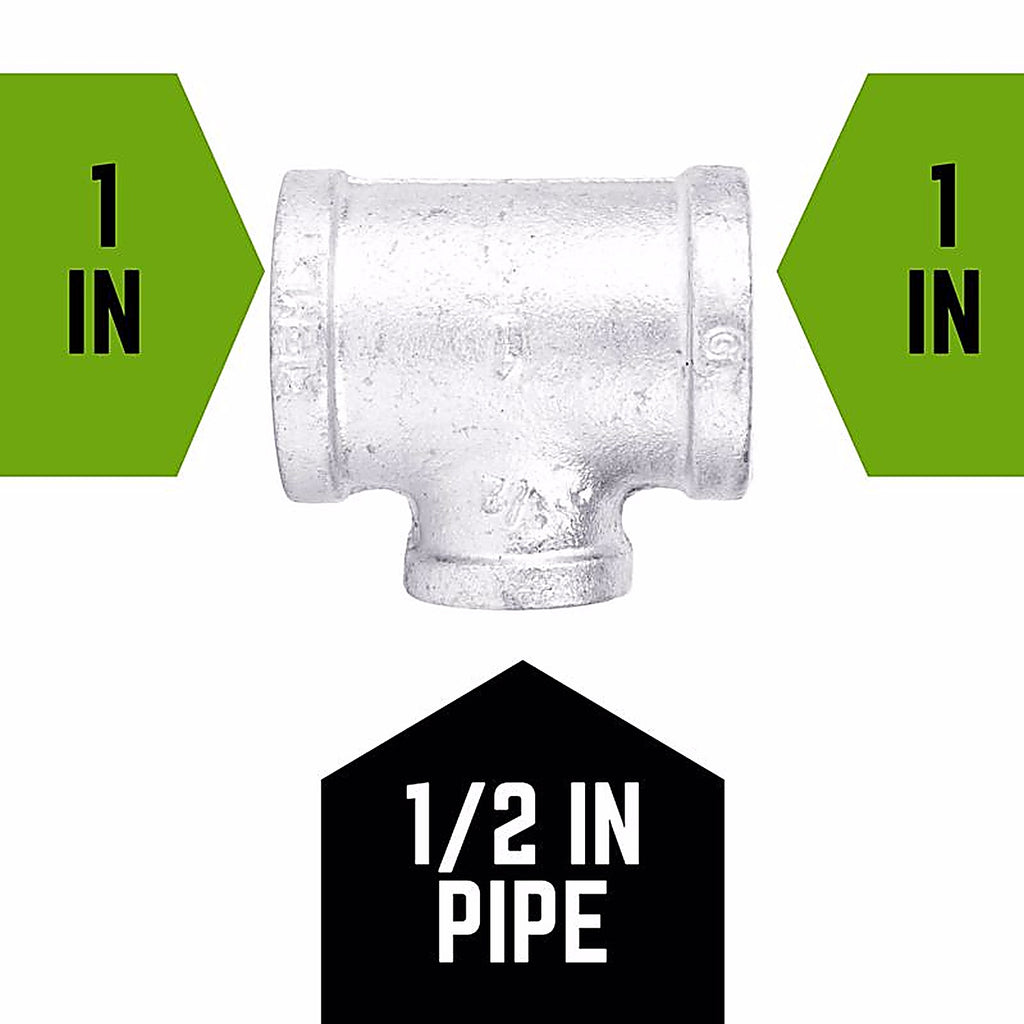 STZ - 501877 - Industries 1 In. Fip X 1 In. D Fip 0.5 In. D Fip Galvanized Malleable Iron Reducing Tee