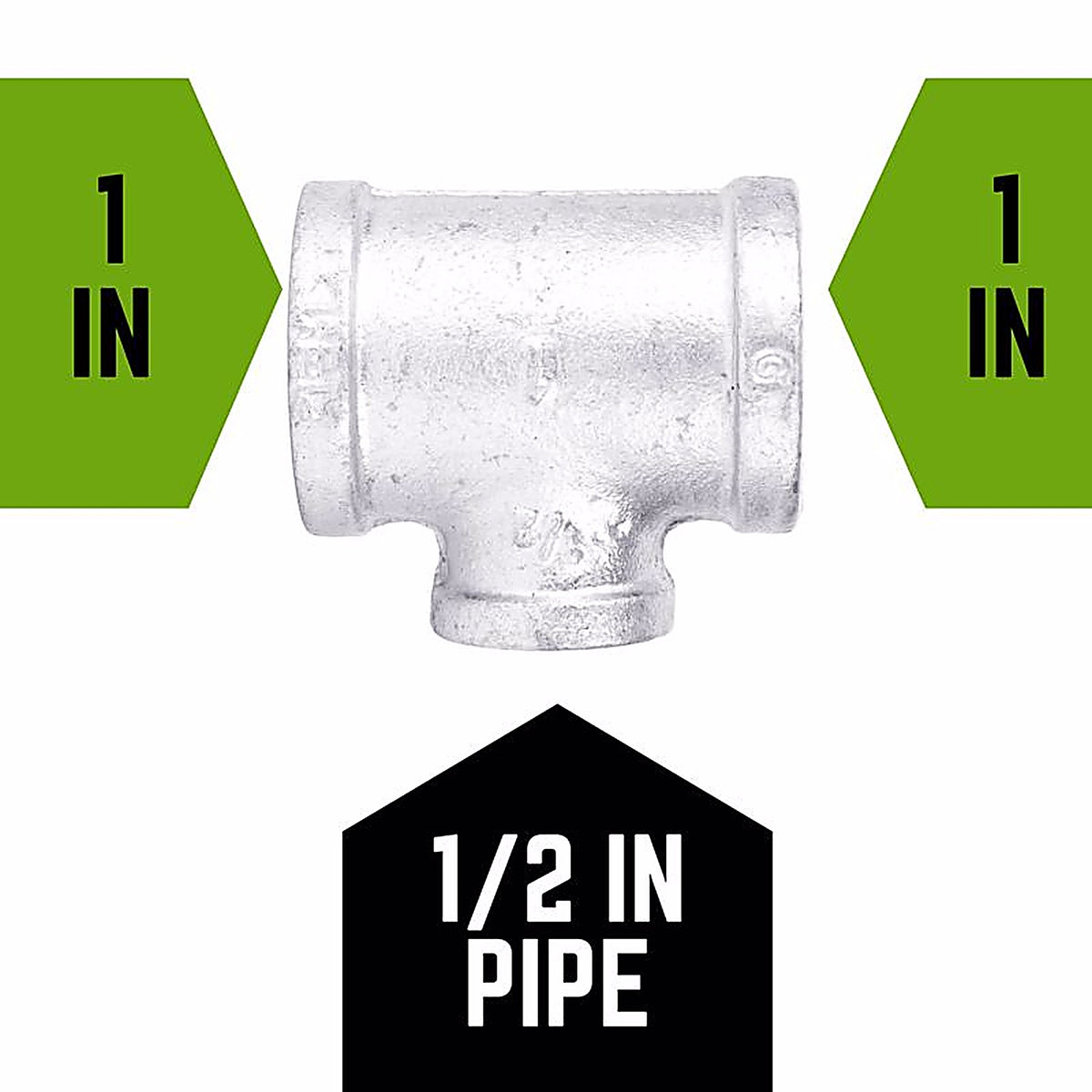 STZ - 501877 - Industries 1 In. Fip X 1 In. D Fip 0.5 In. D Fip Galvanized Malleable Iron Reducing Tee