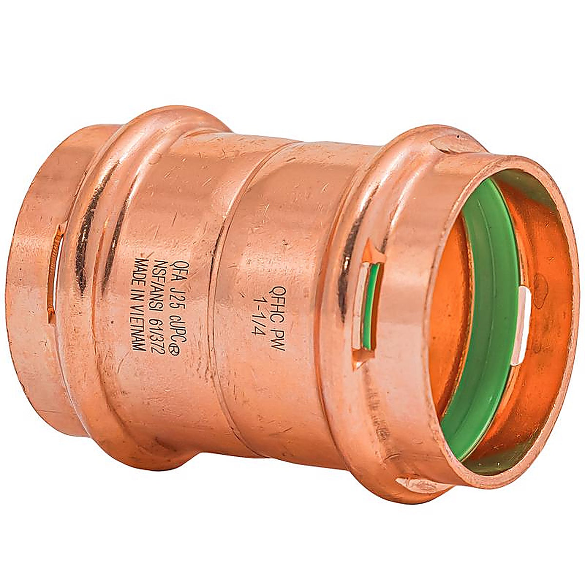 QuickFitting - SPWC44R - 1-1/4 In. Press In. Press In. Copper Coupling with Stop