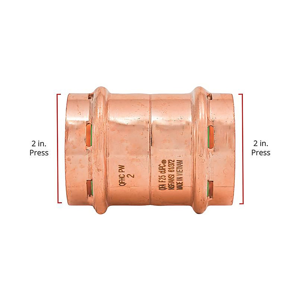 QuickFitting - SPWC66R - 2 In. Press In. Press In. Copper Coupling with Stop