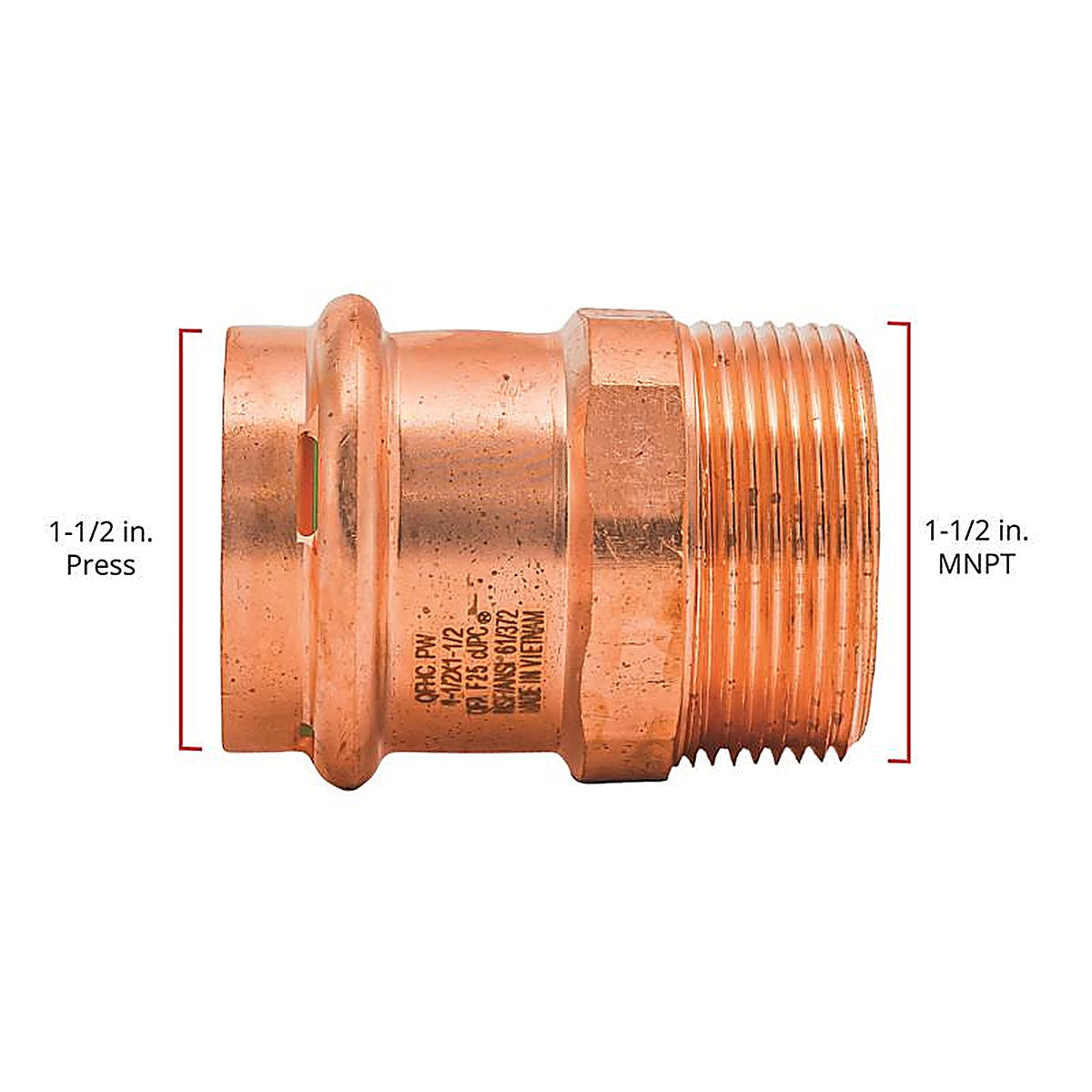 QuickFitting - SPWM55R - 1-1/2 In. Press In. Mnpt In. Copper Adapter