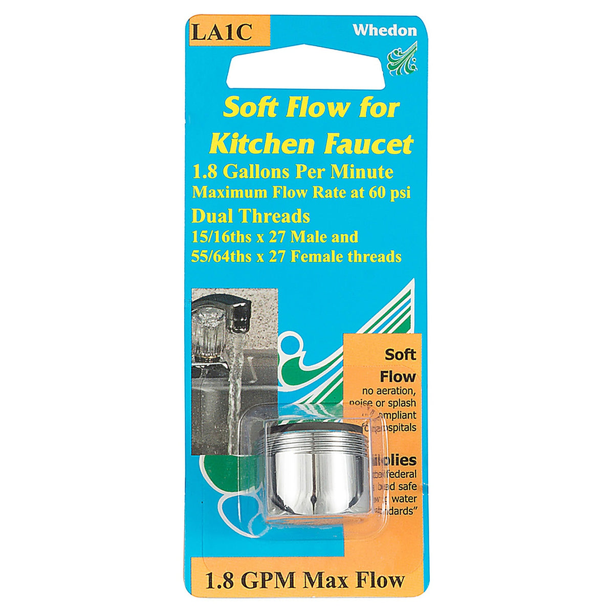 Whedon - LA1C - Laminar Flow Dual Thread 15/16 In.- 27M X 55/64 In.-27f Chrome Plated Faucet Aerator