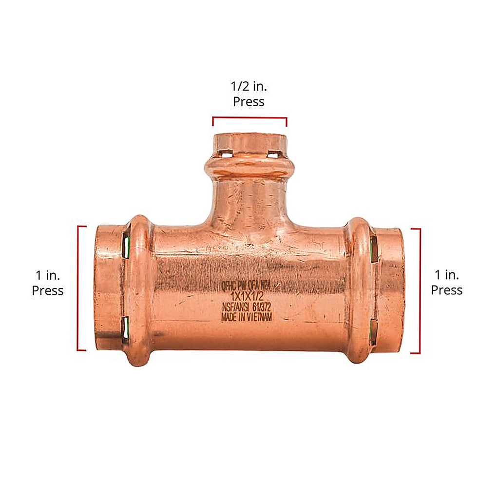 QuickFitting - SPWT331R - 1 In. Press In. Press In. Copper Tee