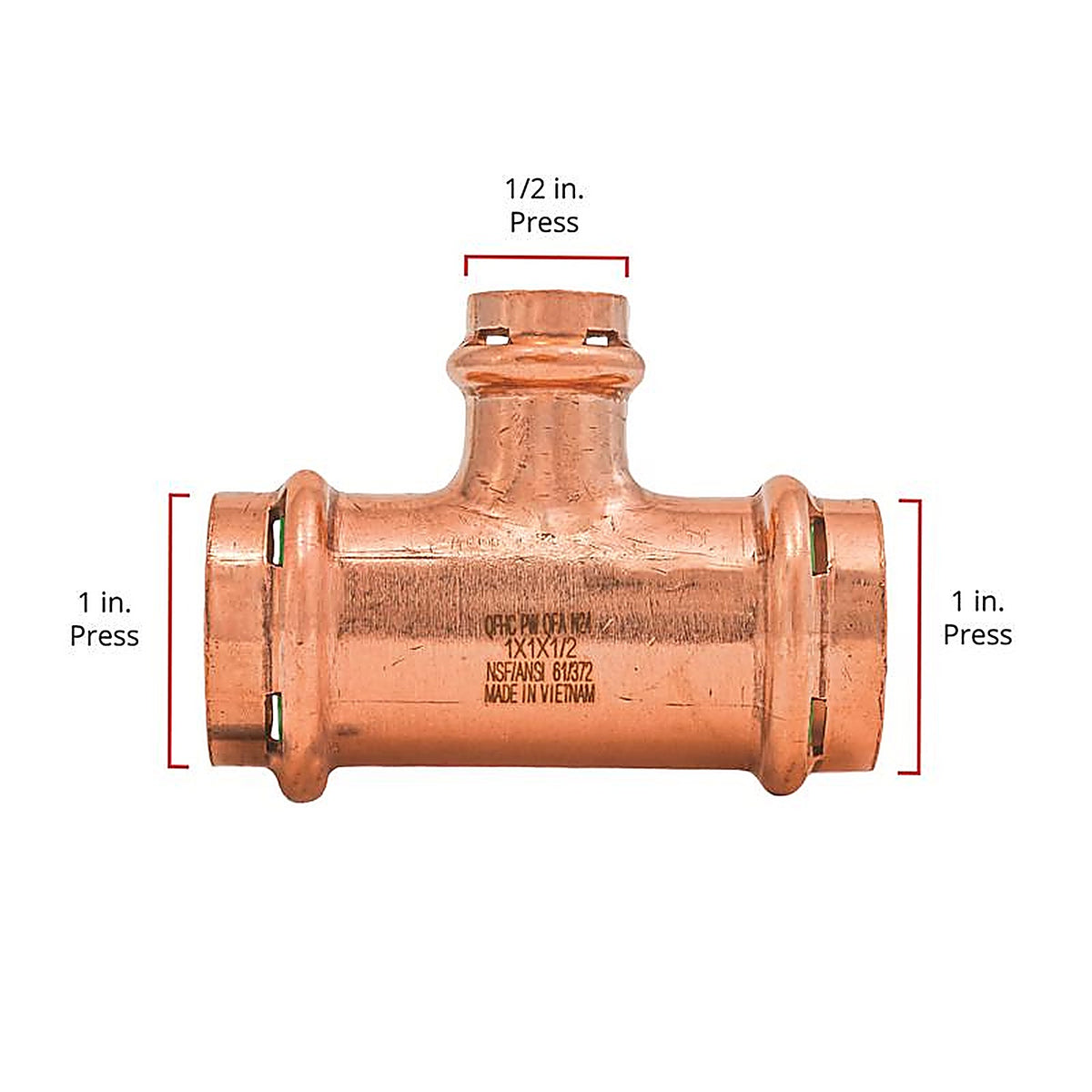 QuickFitting - SPWT331R - 1 In. Press In. Press In. Copper Tee